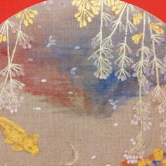 水映赤青富士垂桜遊鯉図